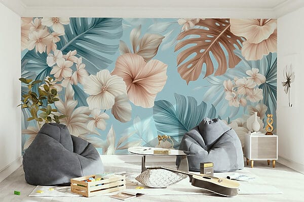 Bloemenpatroon met witte en bruine bloemen Bloemenpatroon met witte en bruine bloemen