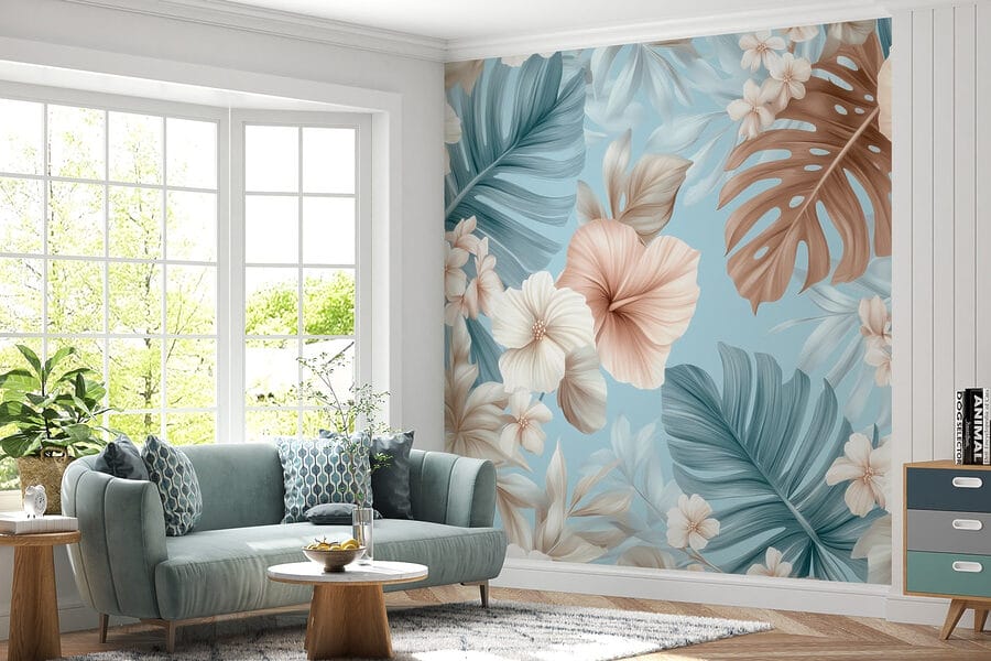 Bloemenpatroon met witte en bruine bloemen Bloemenpatroon met witte en bruine bloemen