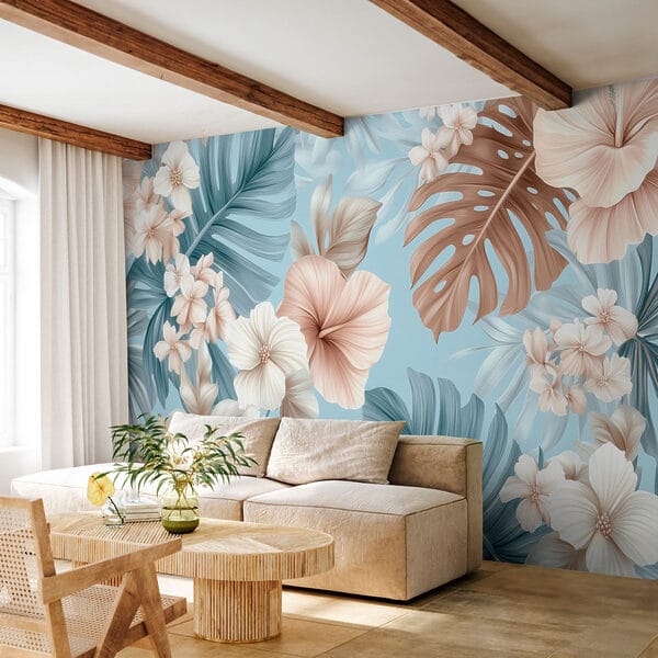 Bloemenpatroon met witte en bruine bloemen Bloemenpatroon met witte en bruine bloemen