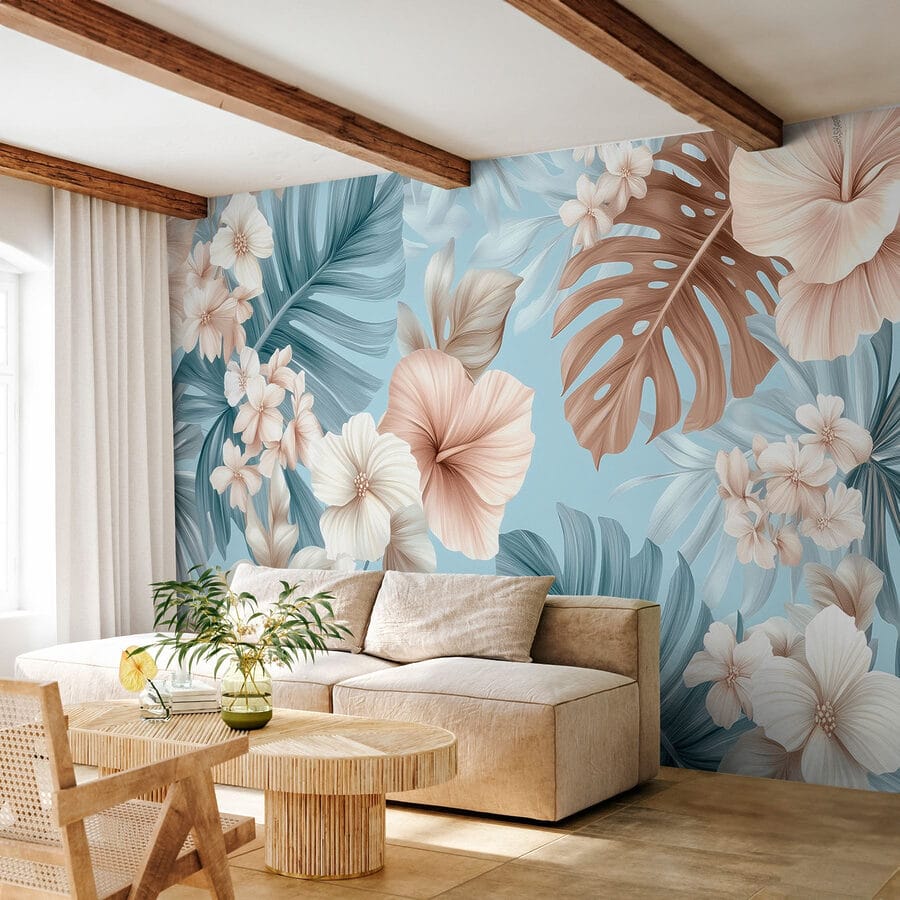 Bloemenpatroon met witte en bruine bloemen Bloemenpatroon met witte en bruine bloemen