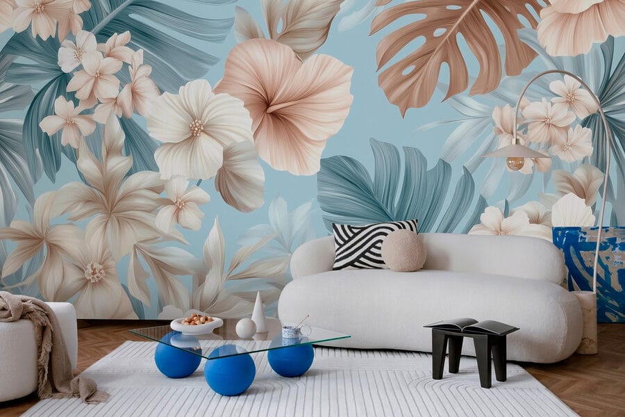 Bloemenpatroon met witte en bruine bloemen Bloemenpatroon met witte en bruine bloemen