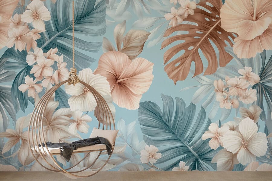 Bloemenpatroon met witte en bruine bloemen Bloemenpatroon met witte en bruine bloemen