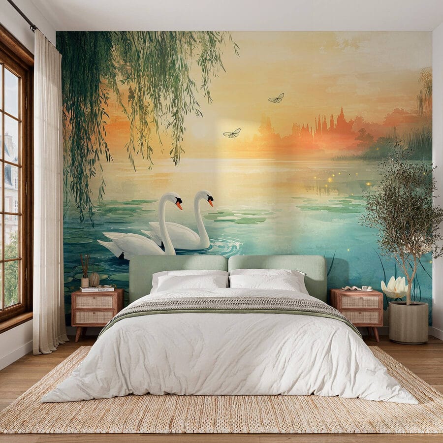 Twee zwanen in een meer