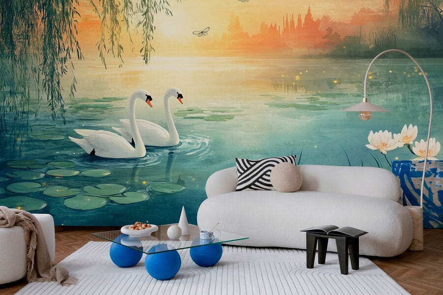 Twee zwanen in een meer