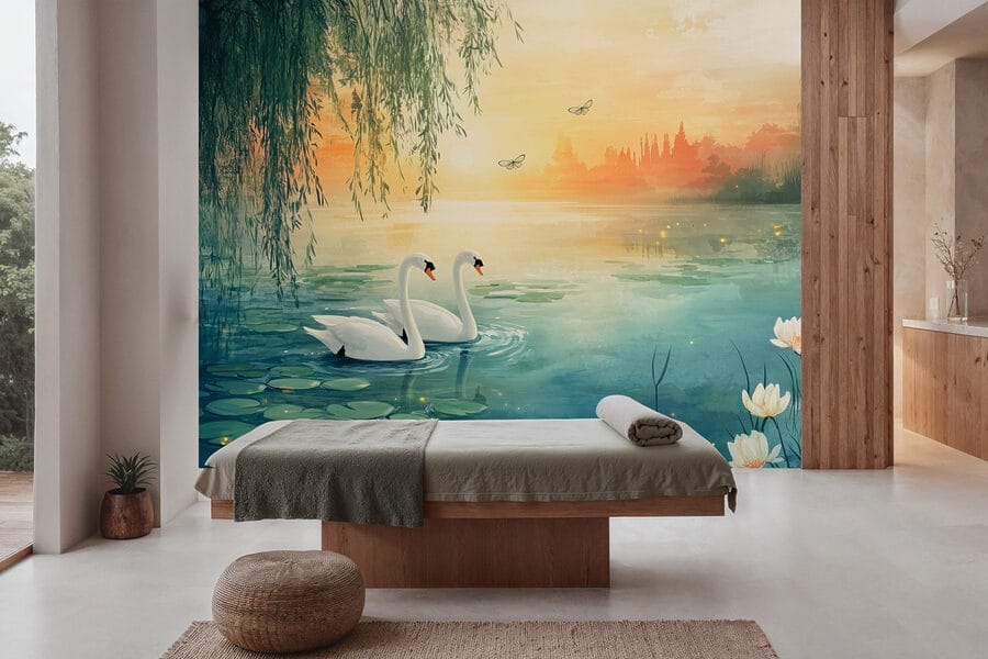 Twee zwanen in een meer