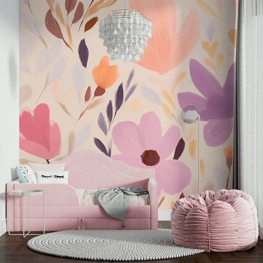 Schilderij van bloemen en bladeren