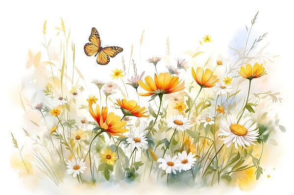 Vlinder vliegt over bloemen Vlinder vliegt over bloemen
