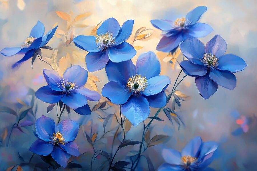 Groep blauwe bloemen