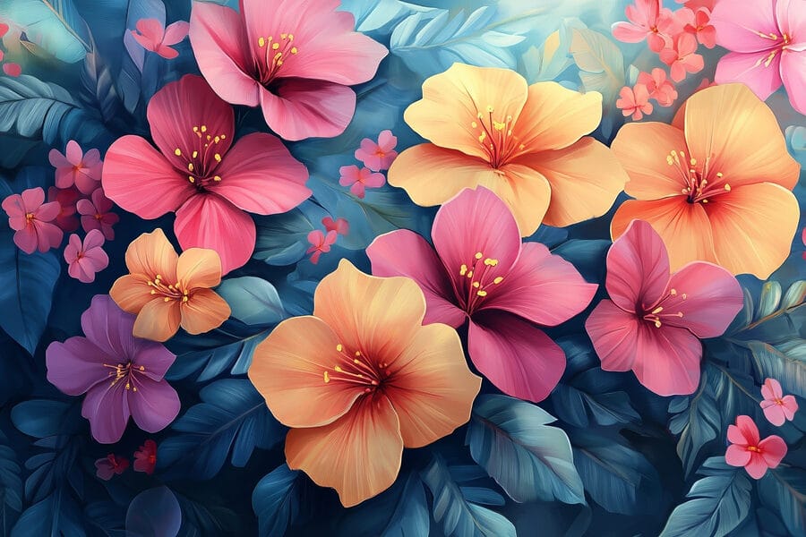 Groep kleurrijke bloemen