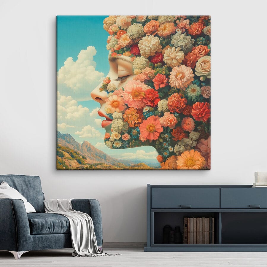 Vrouw met bloemen in haar haar