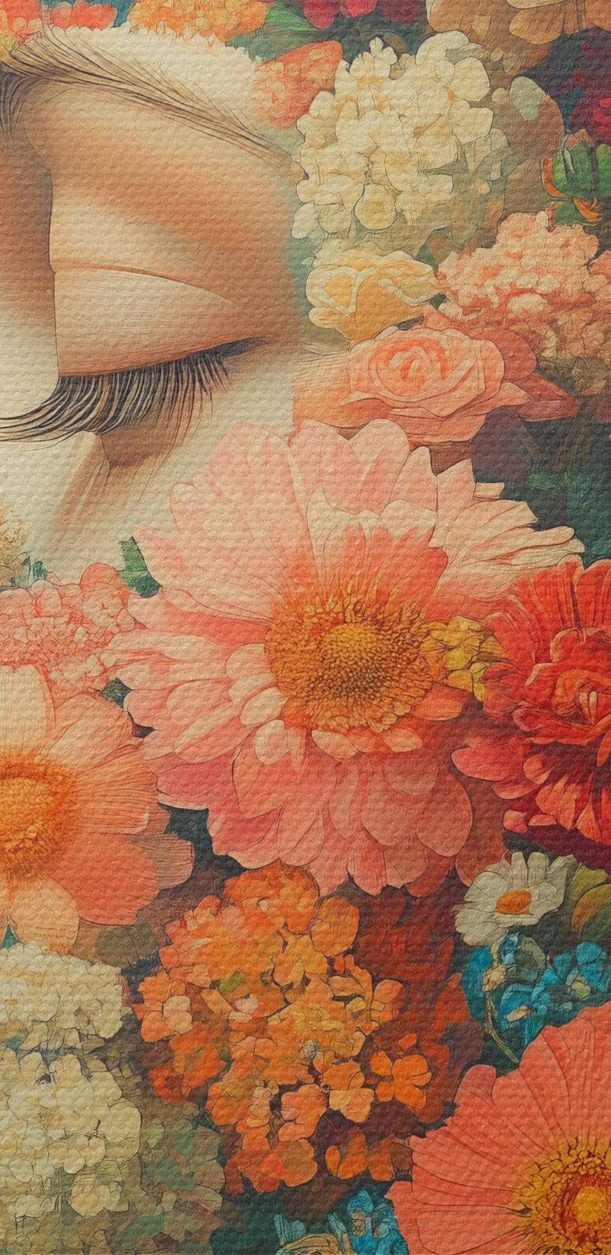 Vrouw met bloemen in haar haar