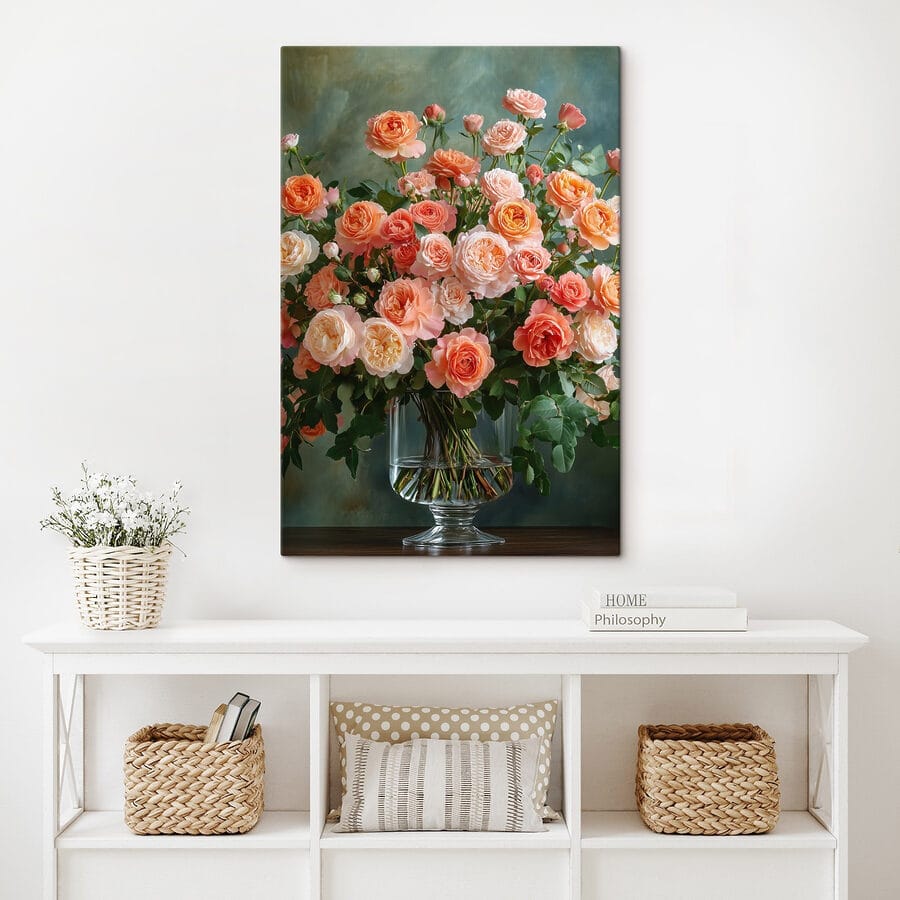 Canvas Schilderijen Boeket bloemen in een vaas