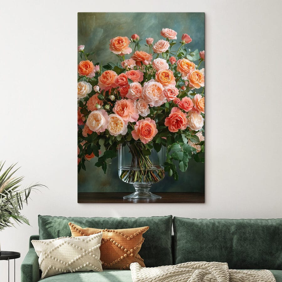 Canvas Schilderijen Boeket bloemen in een vaas - Afbeelding 2