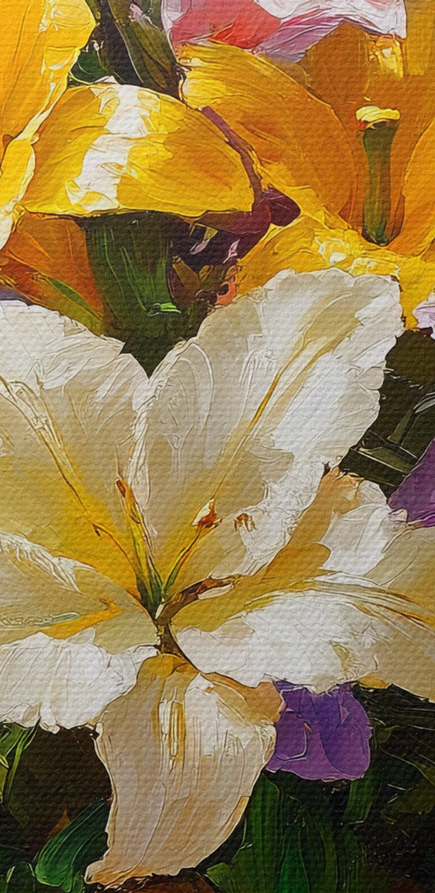 Schilderij van bloemen in een vaas