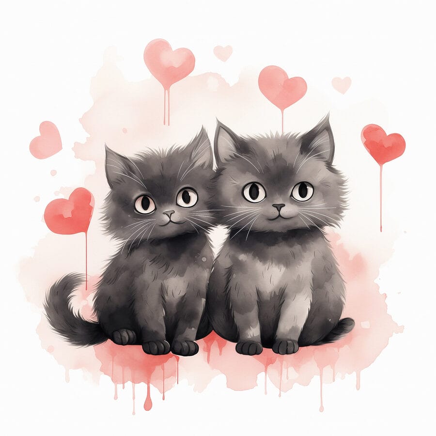Twee katten naast elkaar