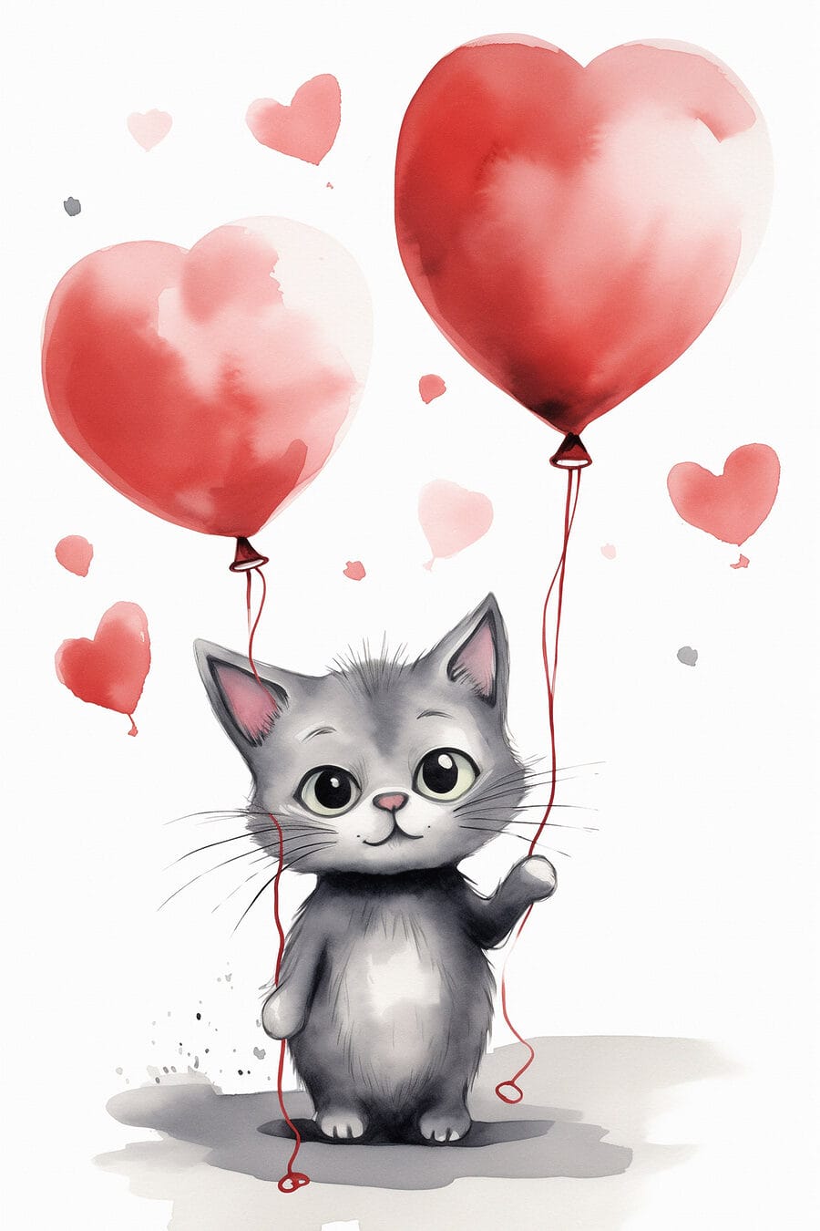 Kat met ballonnen Kat met ballonnen
