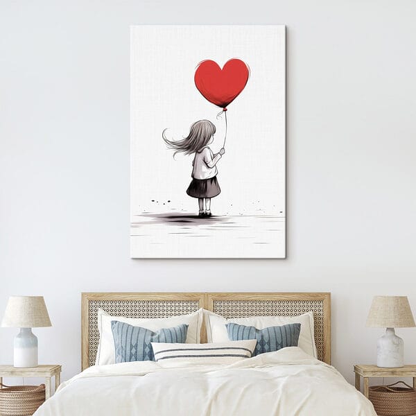 Girl holding a heart shaped balloon