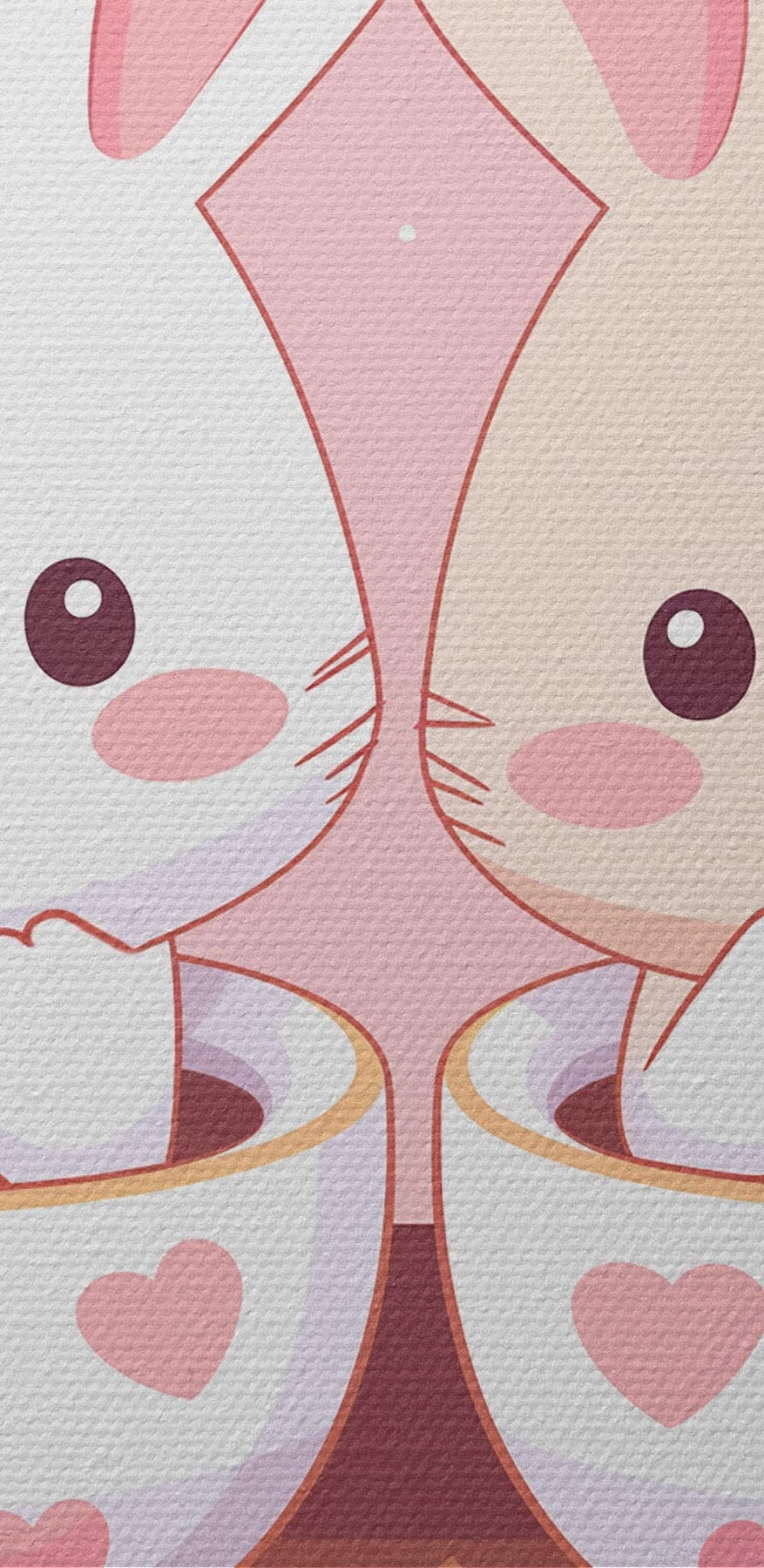 Twee cartoonkonijnen in theekopjes