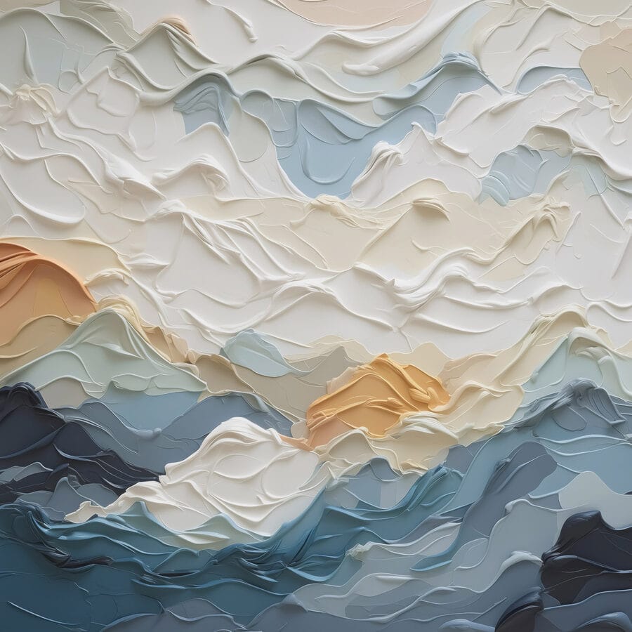 Schilderij van bergen en wolken