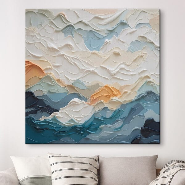 Schilderij van bergen en wolken Schilderij van bergen en wolken