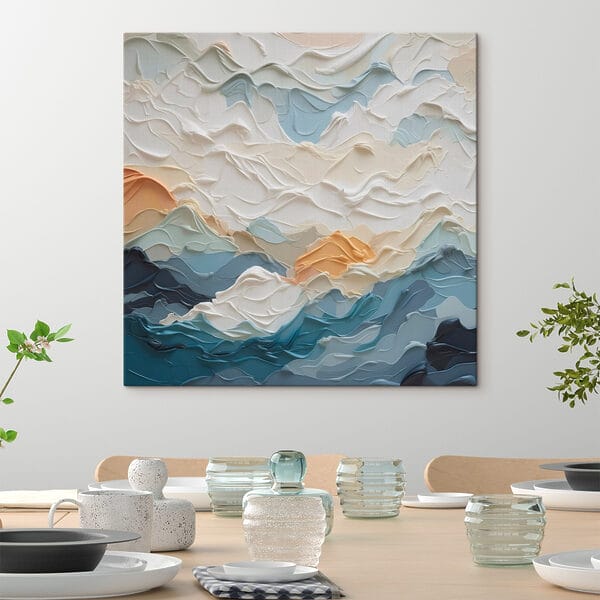 Schilderij van bergen en wolken Schilderij van bergen en wolken