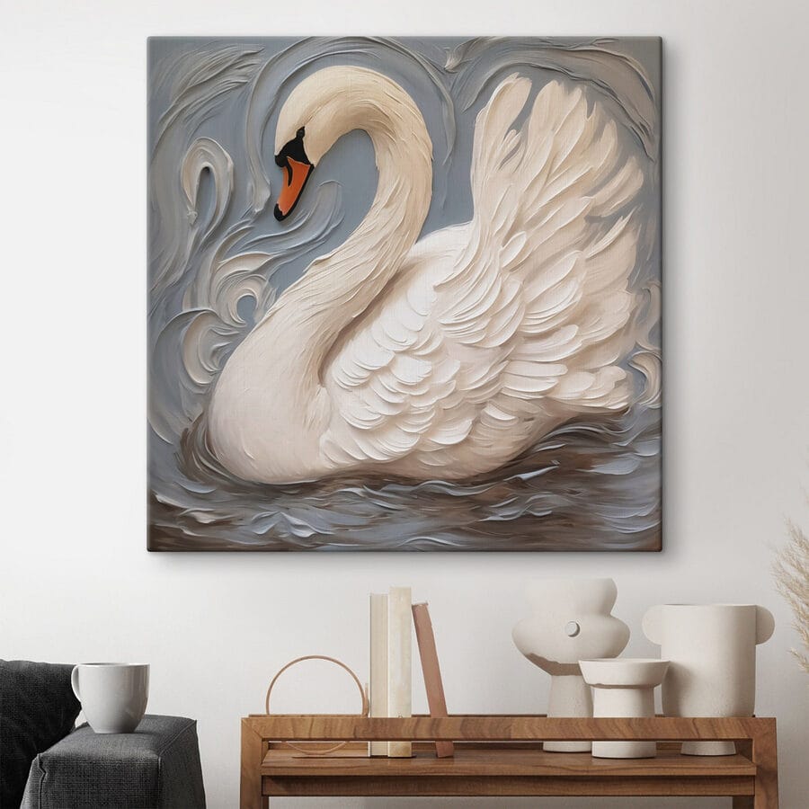 Witte zwaan met zwarte snavel