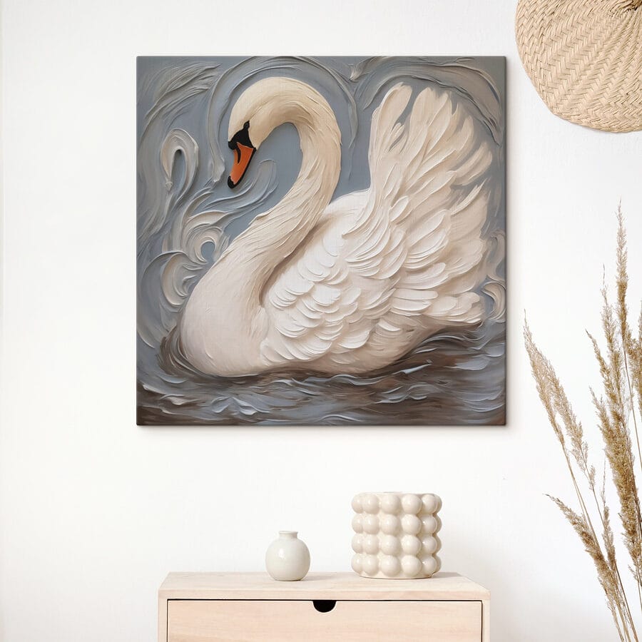 Witte zwaan met zwarte snavel