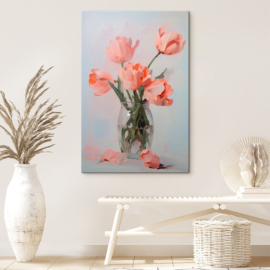 Vaas met roze bloemen