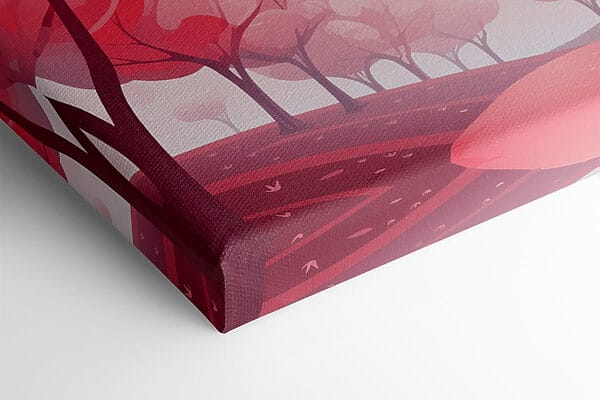 Roze bomen met vliegende harten Roze bomen met vliegende harten