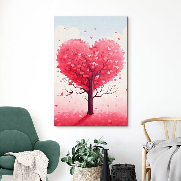 Boom met roze bladeren en hartjes Boom met roze bladeren en hartjes