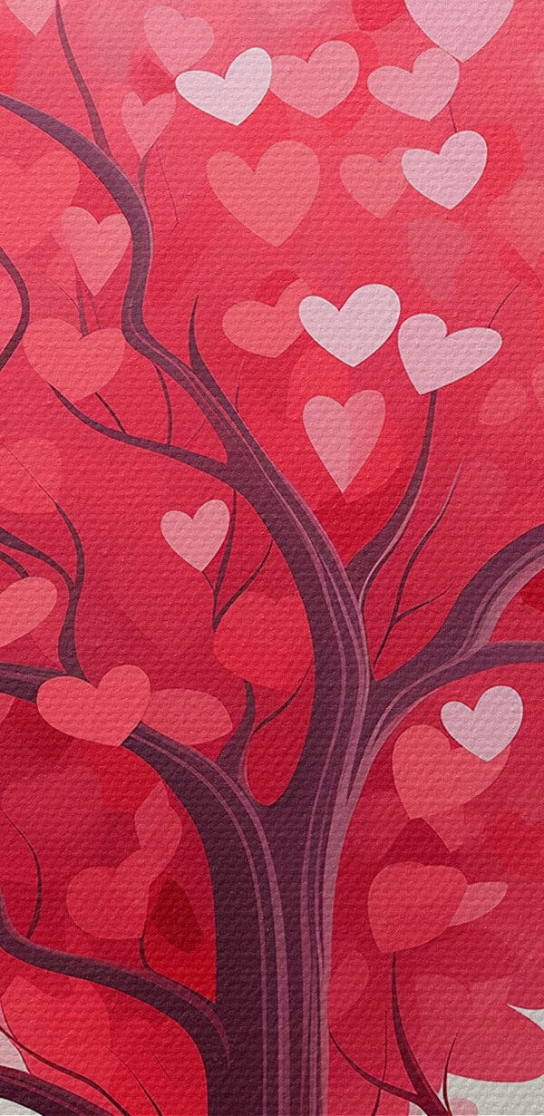 Boom met roze bladeren en hartjes Boom met roze bladeren en hartjes