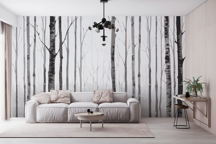 Fotobehang Groep bomen in een bos