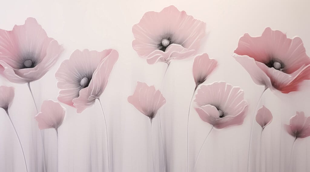 Schilderij van bloemen op een muur Schilderij van bloemen op een muur