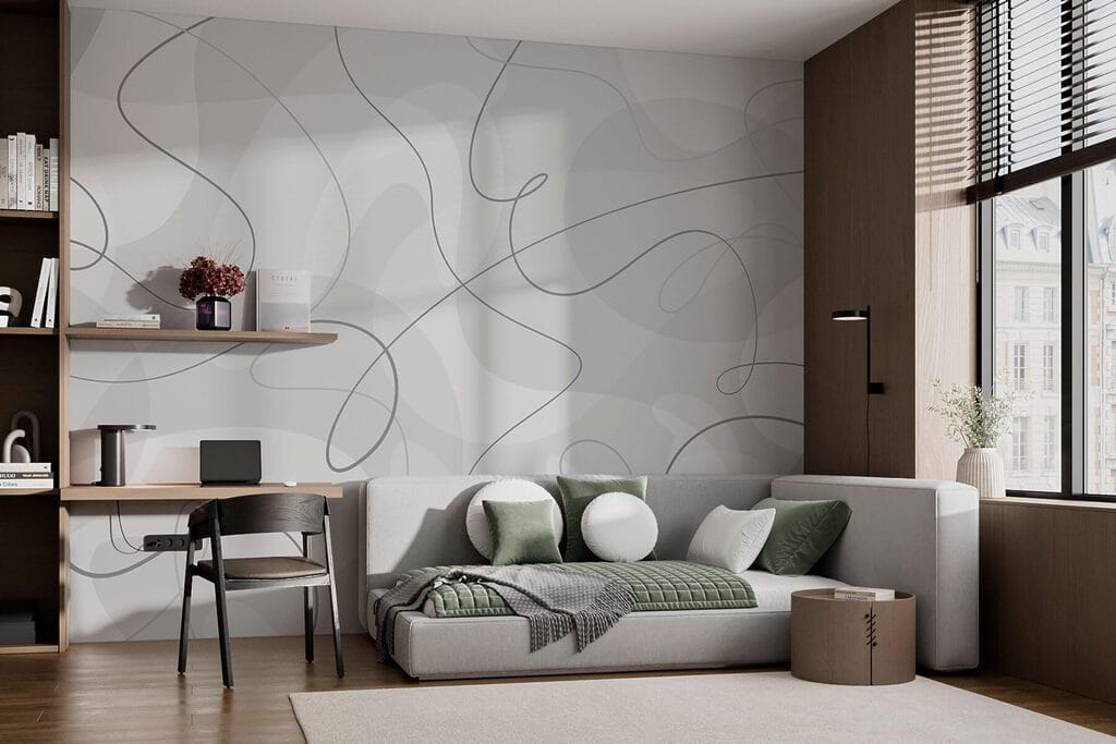 Grey and white background with lines