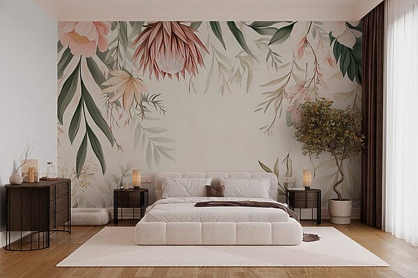 Bloemenrand met bladeren en bloemen w03019pib4r 600x400 - Bloemenrand met bladeren en bloemen