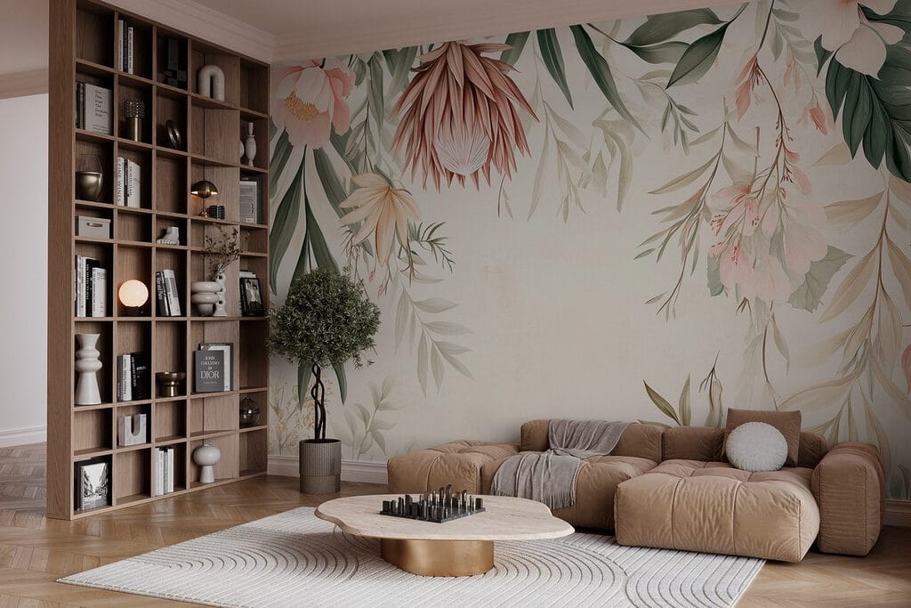Bloemenrand met bladeren en bloemen w03019pig1r 1024x683 - Bloemenrand met bladeren en bloemen