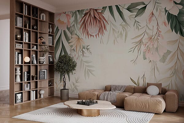 Bloemenrand met bladeren en bloemen w03019pig1r 600x400 - Bloemenrand met bladeren en bloemen