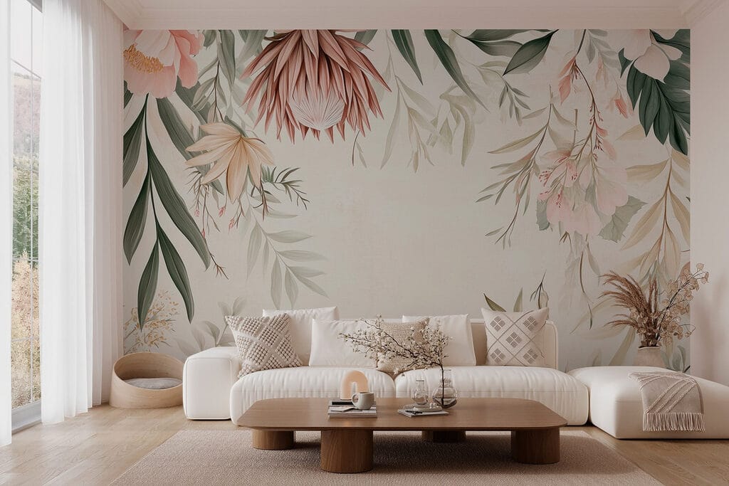 Bloemenrand met bladeren en bloemen w03019pig2r 1024x683 - Bloemenrand met bladeren en bloemen