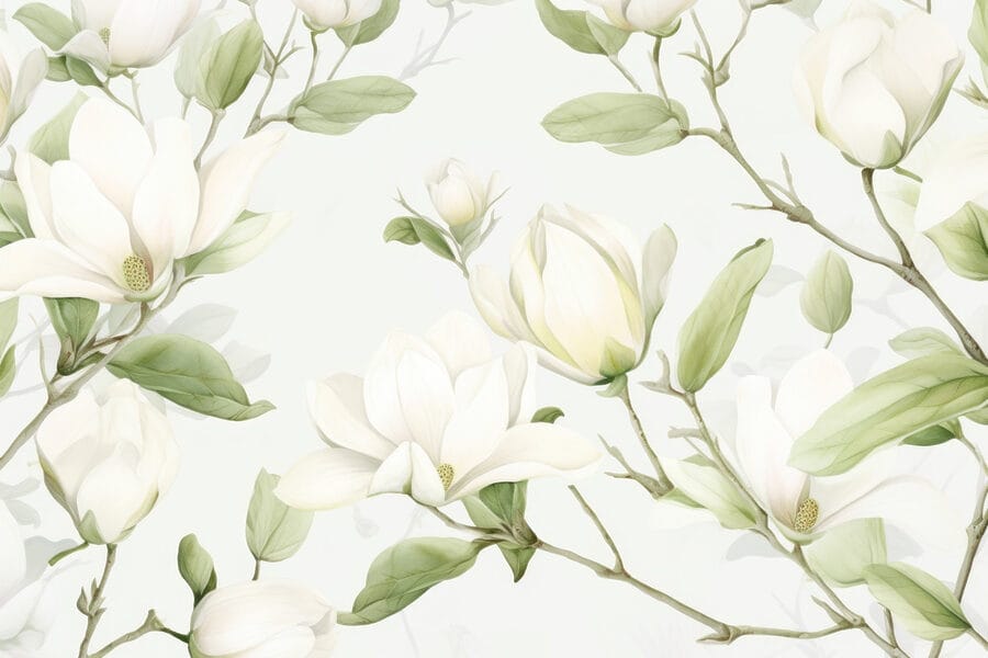 Witte bloemen met groene bladeren