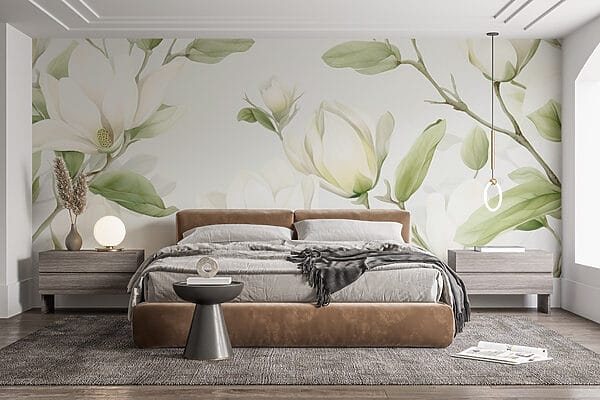 Witte bloemen met groene bladeren Witte bloemen met groene bladeren
