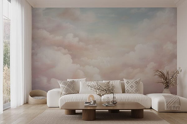 Roze en blauwe lucht met wolken Roze en blauwe lucht met wolken