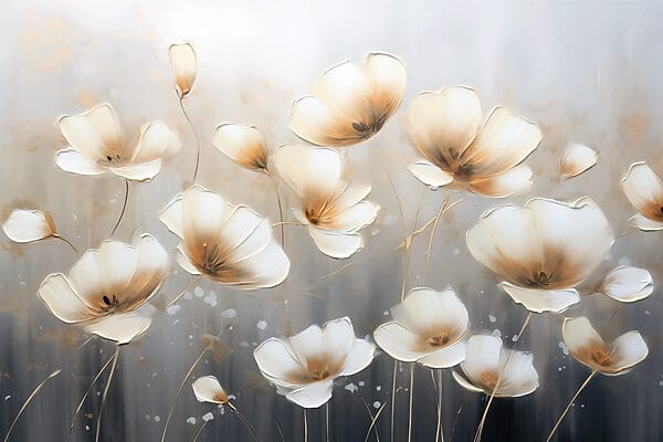 Painting of flowers on a grey background