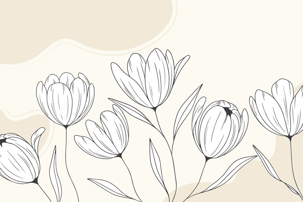 Lijntekening van bloemen Lijntekening van bloemen