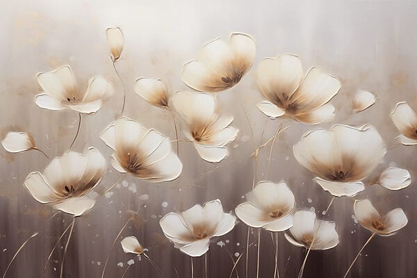 Schilderij van bloemen op een witte achtergrond Schilderij van bloemen op een witte achtergrond
