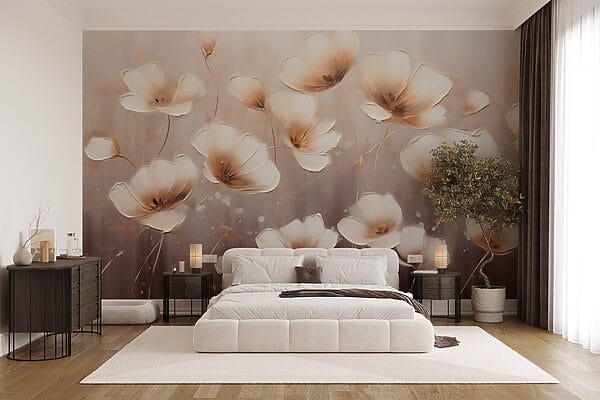 Schilderij van bloemen op een witte achtergrond Schilderij van bloemen op een witte achtergrond