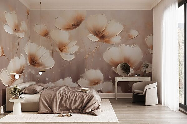 Schilderij van bloemen op een witte achtergrond Schilderij van bloemen op een witte achtergrond