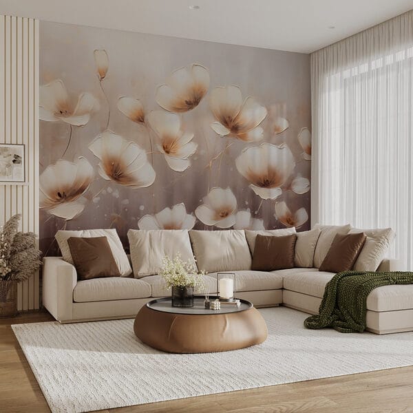 Schilderij van bloemen op een witte achtergrond Schilderij van bloemen op een witte achtergrond