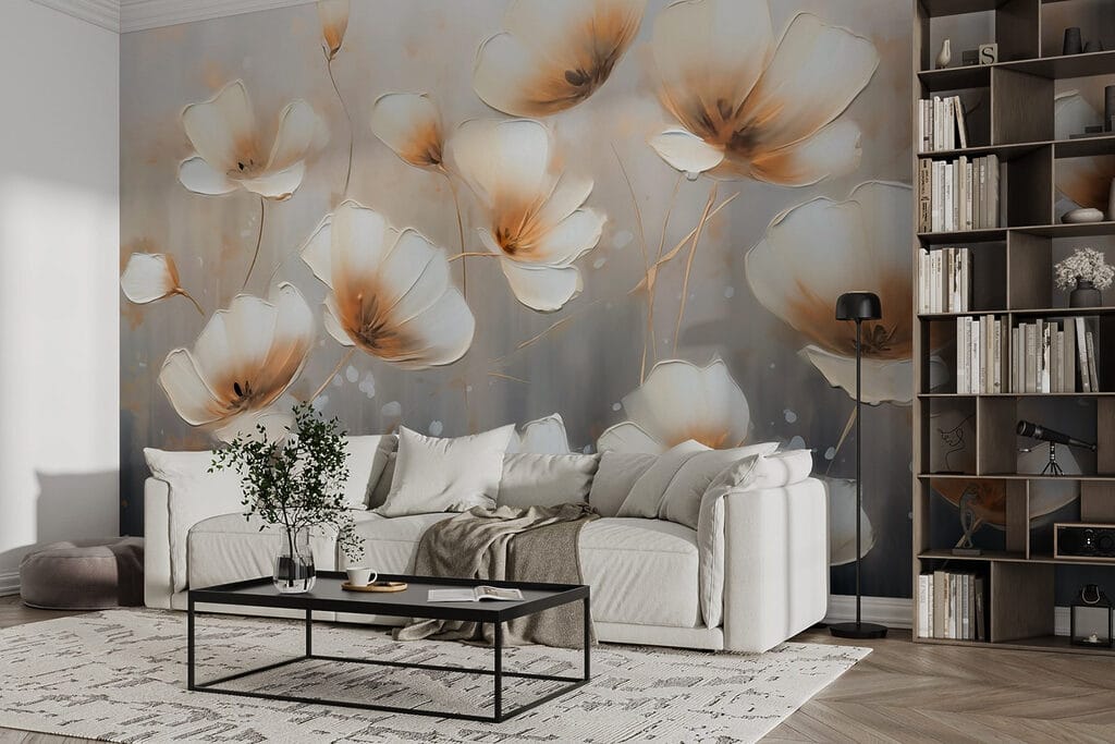 Painting of flowers on a grey background