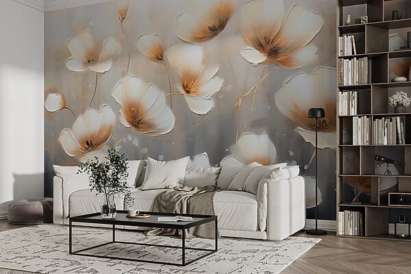 Painting of flowers on a grey background