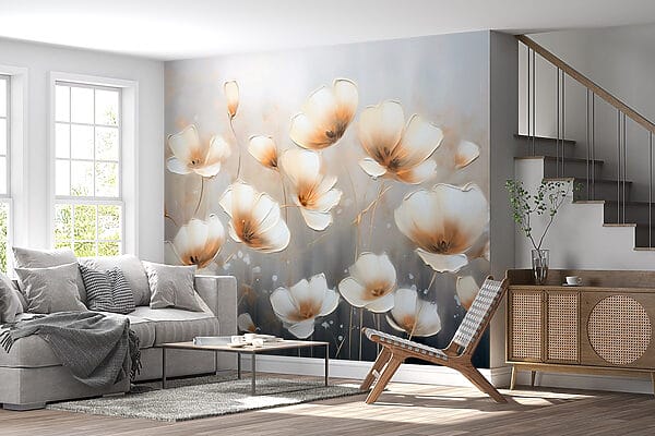 Painting of flowers on a grey background